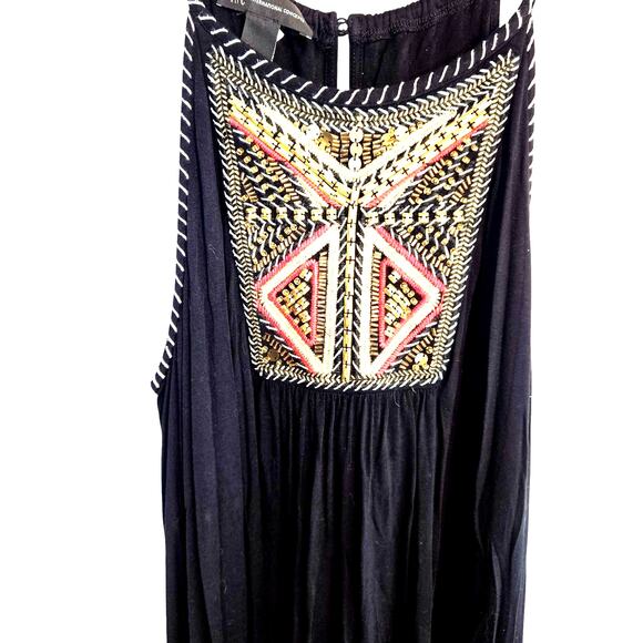 INC Medium Women's Beaded Black Sleeveless Maxi BOHO Sun Dress Miss Size 8 10 M - Picture 2 of 7